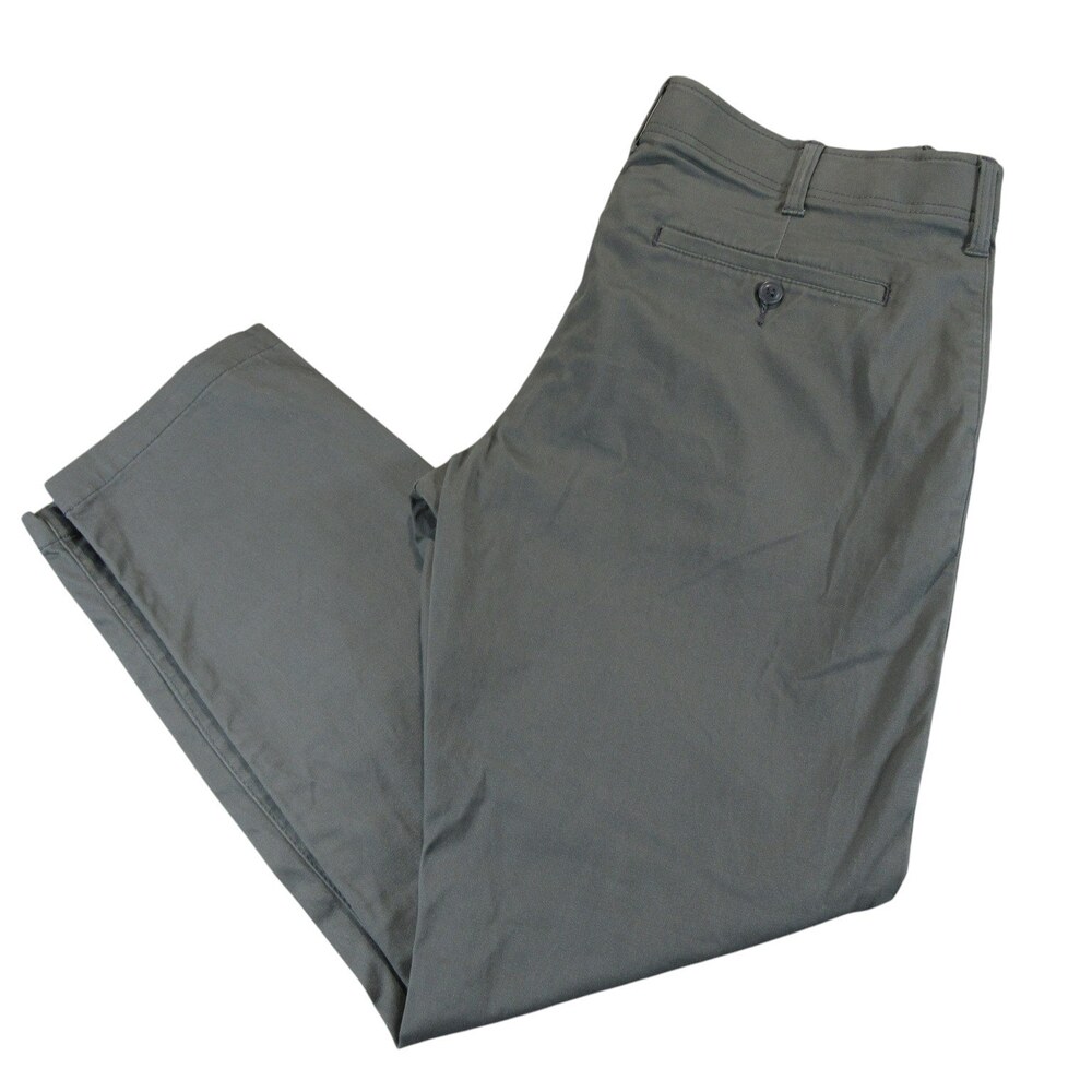 Lee Mens Chino‎ Pants 36 x 30 Slim Fit Gray Stretch Cotton Flat Front Pocket